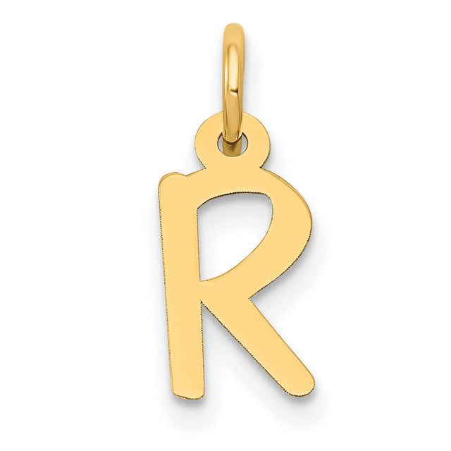 10k Yellow Gold Letter R Pendant Charm, Polished Alphabet Jewelry for Women or Unisex