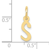 10k Yellow Gold Initial S Pendant, Polished Script Letter, Dainty Alphabet Charm for Women