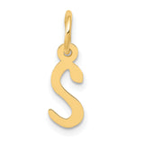 10k Yellow Gold Initial S Pendant, Polished Script Letter, Dainty Alphabet Charm for Women