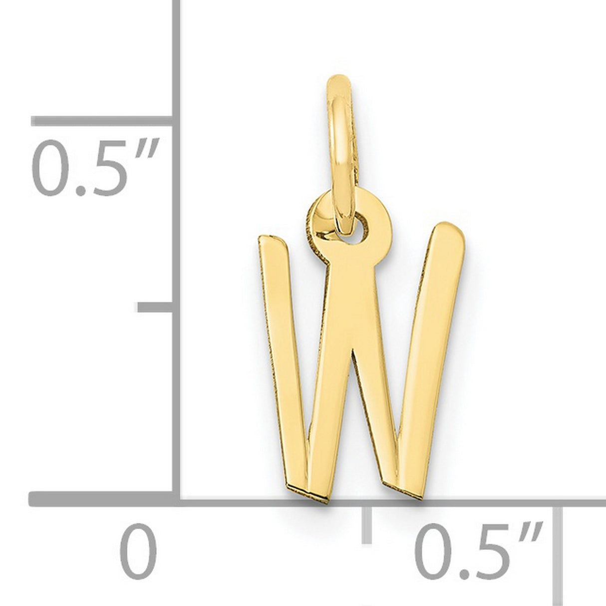 10k Yellow Gold Letter W Pendant, Block Monogram Initial Charm for Women or Unisex