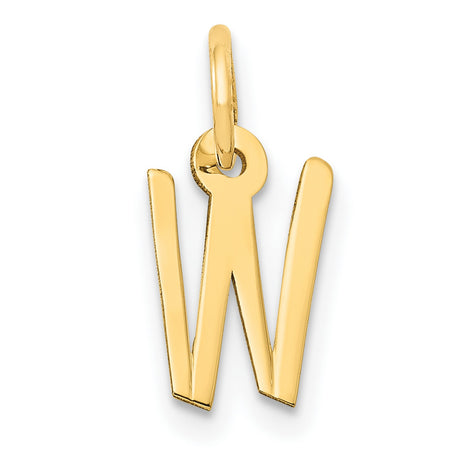 10k Yellow Gold Letter W Pendant, Block Monogram Initial Charm for Women or Unisex