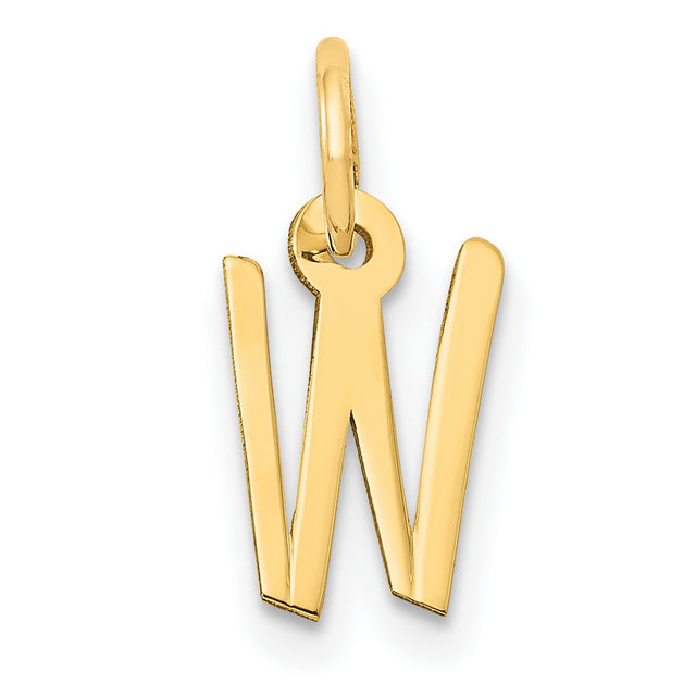 10k Yellow Gold Letter W Pendant, Block Monogram Initial Charm for Women or Unisex