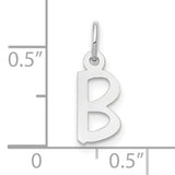 10k White Gold B Pendant Charm, Slanted Block Letter Design, Polished Finish