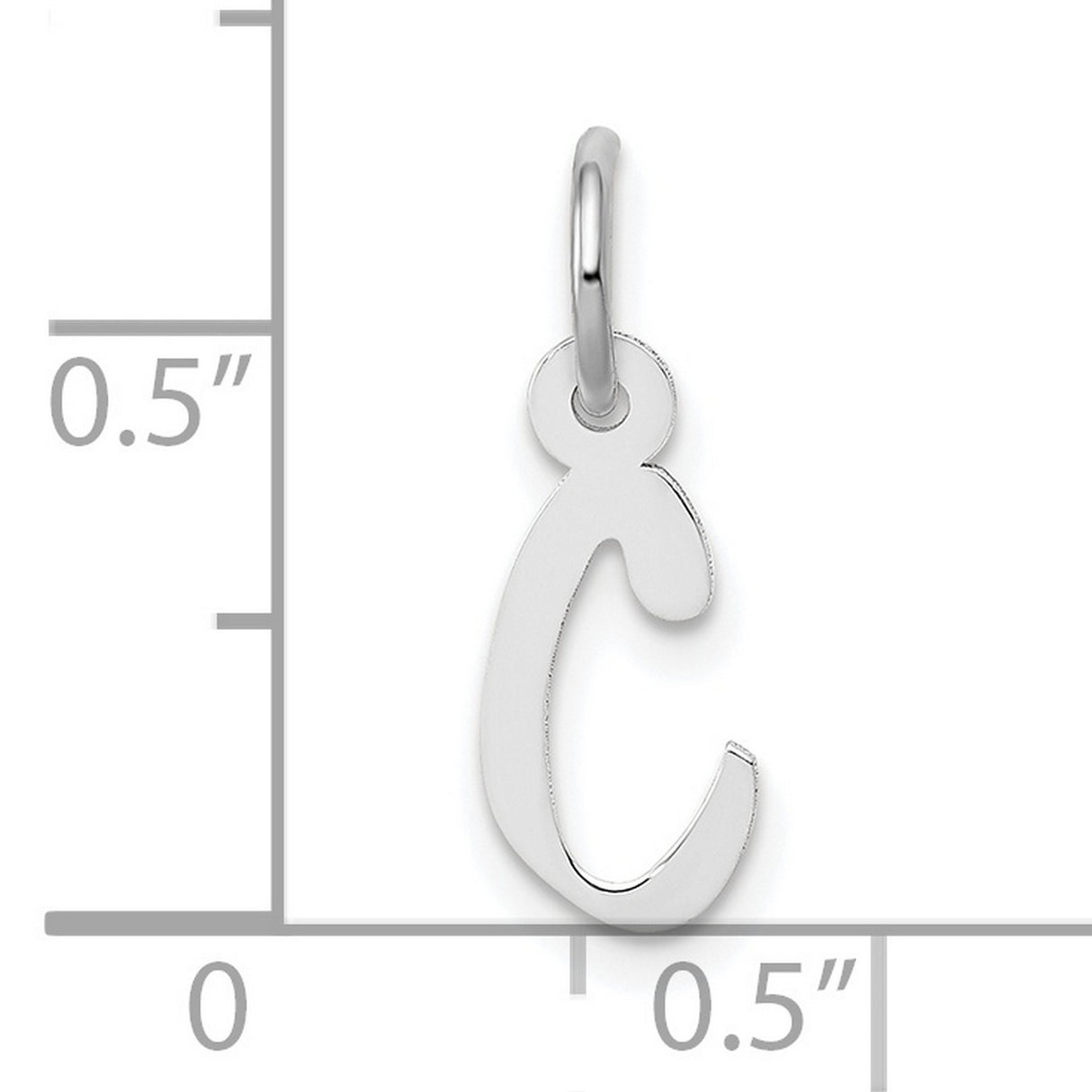 10k White Gold Initial C Pendant, Cursive Script Letter Charm for Women