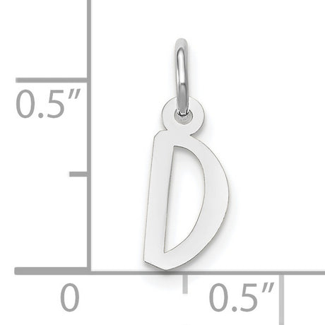 10k White Gold Initial D Pendant Charm, Polished Block Letter, Minimalist Alphabet Jewelry