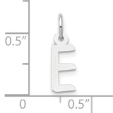 10k White Gold Initial E Pendant Charm, Polished Block Letter Design for Women or Unisex Use