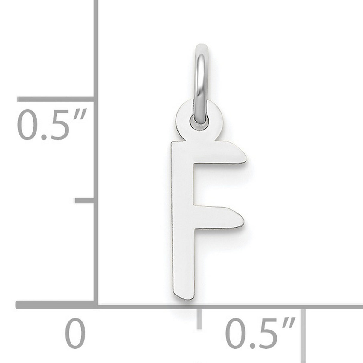 10k White Gold Letter F Pendant, Slanted Block Initial Charm, Minimalist Monogram Jewelry