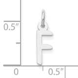 10k White Gold Letter F Pendant, Slanted Block Initial Charm, Minimalist Monogram Jewelry