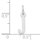 Small Slanted Block Initial J Char Charm Pendant in Real 10k White Gold