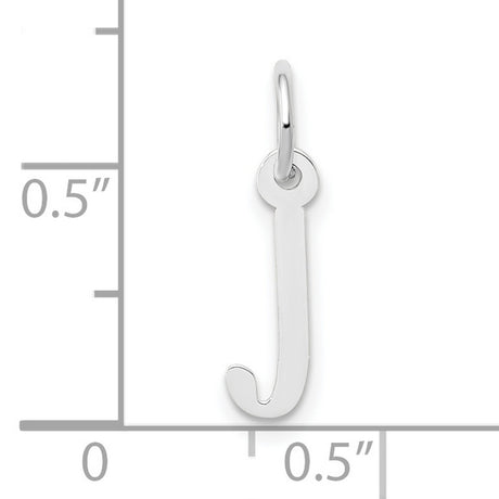 Small Slanted Block Initial J Char Charm Pendant in Real 10k White Gold