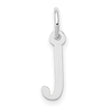 Small Slanted Block Initial J Char Charm Pendant in Real 10k White Gold