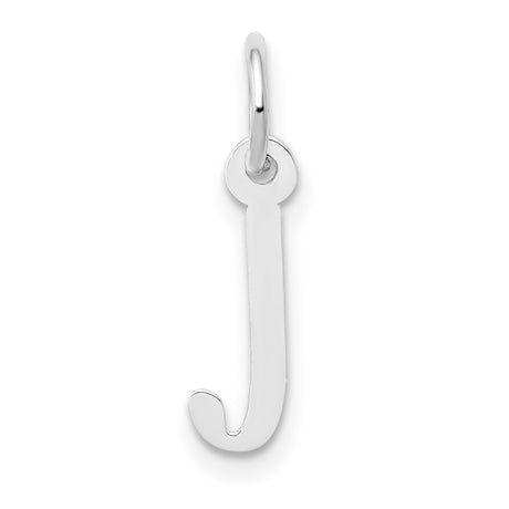 Small Slanted Block Initial J Char Charm Pendant in Real 10k White Gold