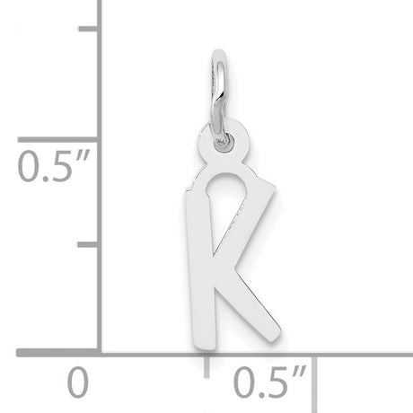 10k White Gold Letter R Pendant Charm, Sleek Minimalist Alphabet Jewelry for Women