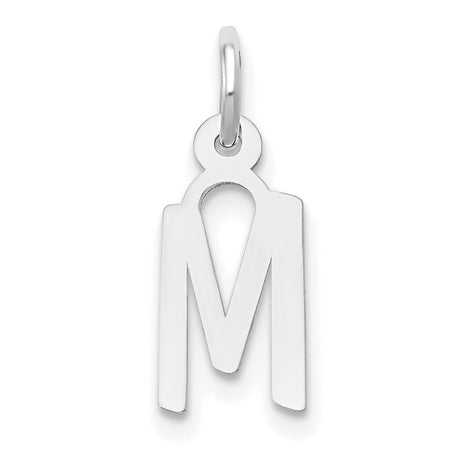 10k White Gold M Pendant, Virgin Mary Inspired Religious Charm, Halo Catholic Jewelry