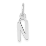 10k White Gold Pendant with Uppercase N Letter Charm in Cutout Block Design