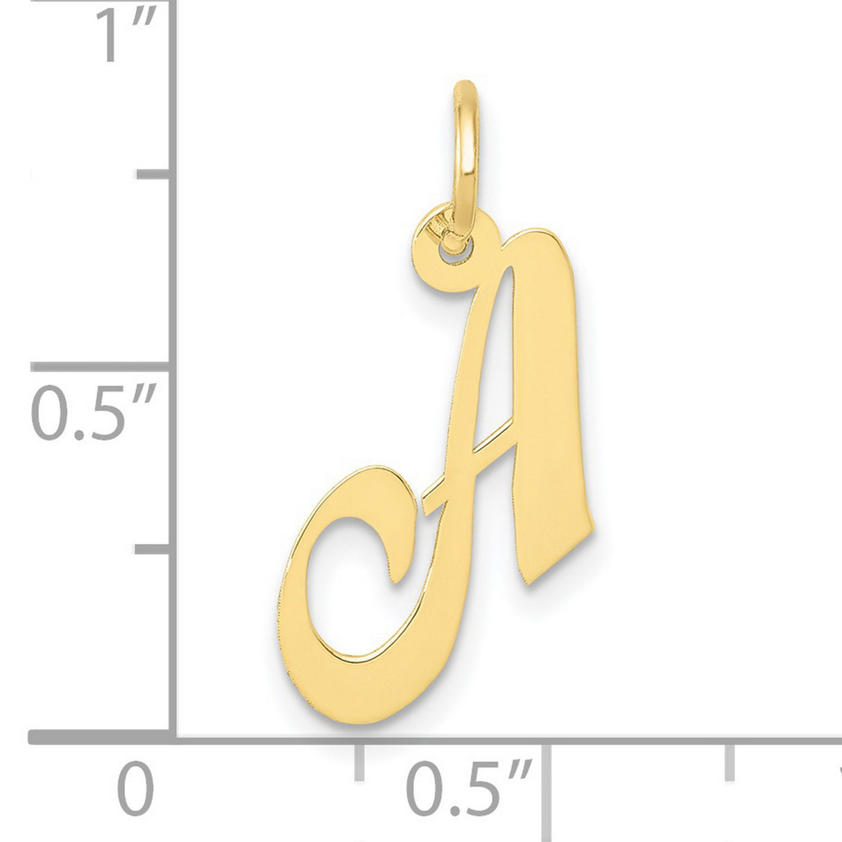 10k Yellow Gold Initial A Pendant, Polished Script Letter Charm, Dainty Unisex Jewelry