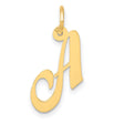 10k Yellow Gold Initial A Pendant, Polished Script Letter Charm, Dainty Unisex Jewelry