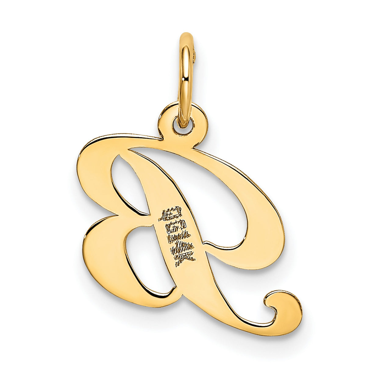 10k Yellow Gold Initial B Pendant, Script Letter Charm, Cursive Monogram Jewelry for Women