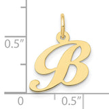 10k Yellow Gold Initial B Pendant, Script Letter Charm, Cursive Monogram Jewelry for Women