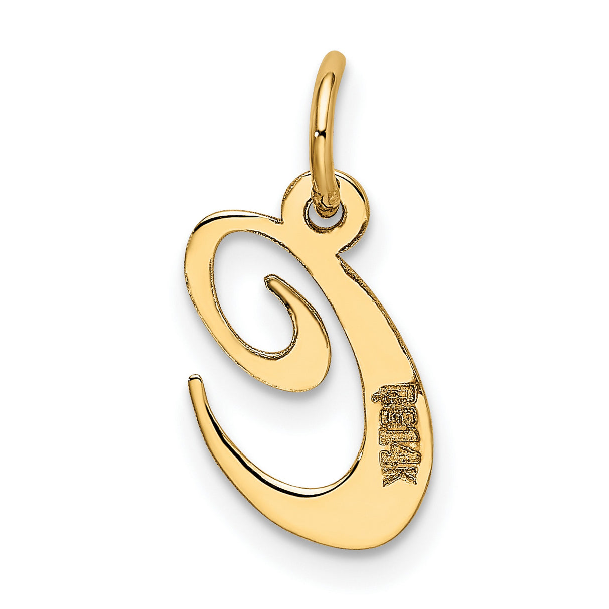 10k Yellow Gold Initial C Pendant, Script Letter Charm for Women, Polished Monogram Jewelry