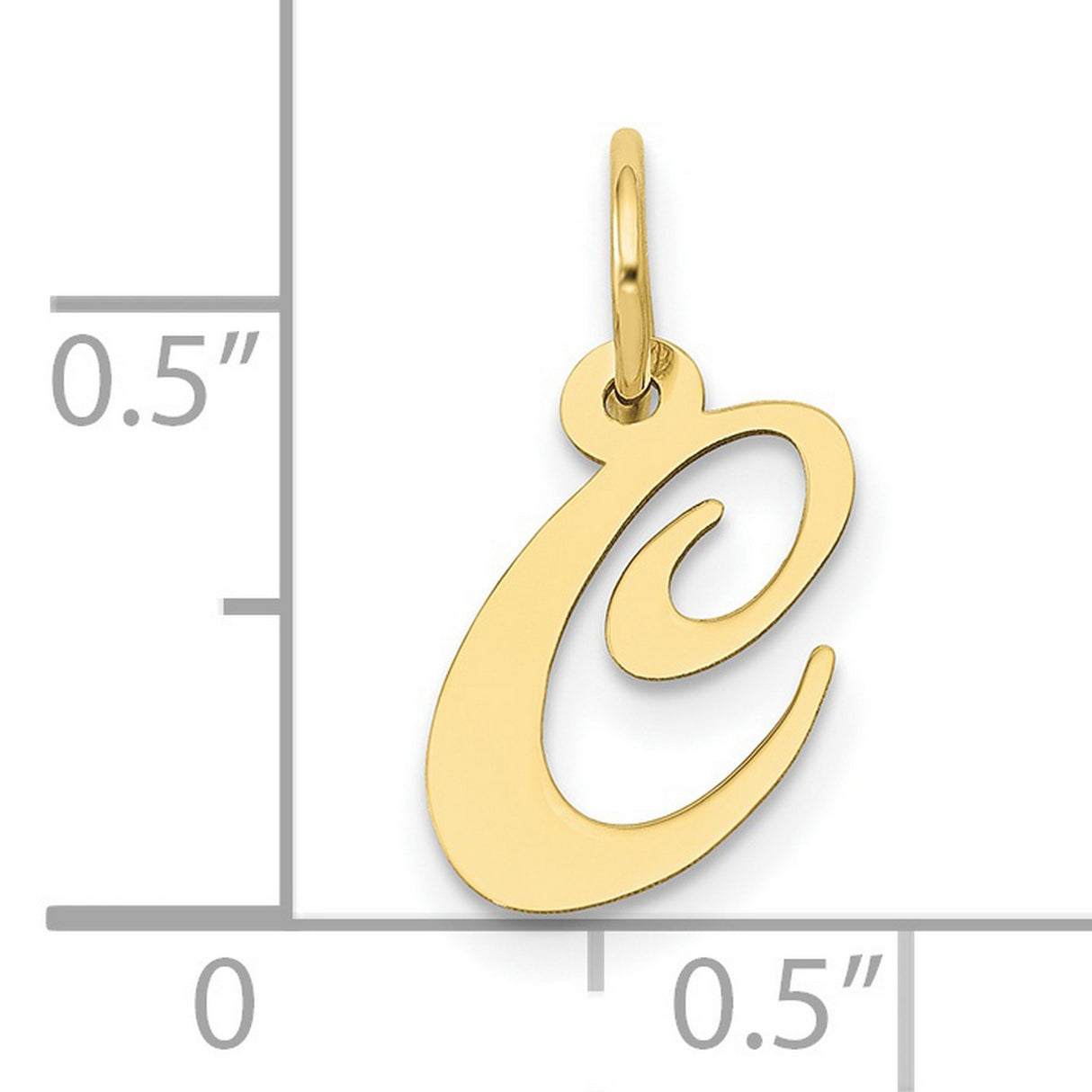 10k Yellow Gold Initial C Pendant, Script Letter Charm for Women, Polished Monogram Jewelry