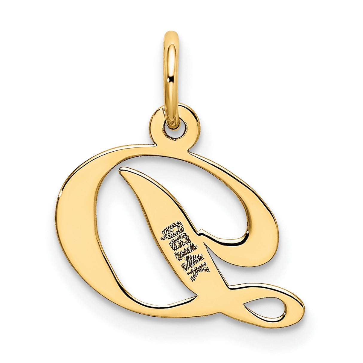 10k Yellow Gold Script Initial D Pendant Charm, Personalized Alphabet Letter Jewelry for Women
