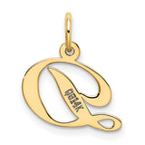 10k Yellow Gold Script Initial D Pendant Charm, Personalized Alphabet Letter Jewelry for Women
