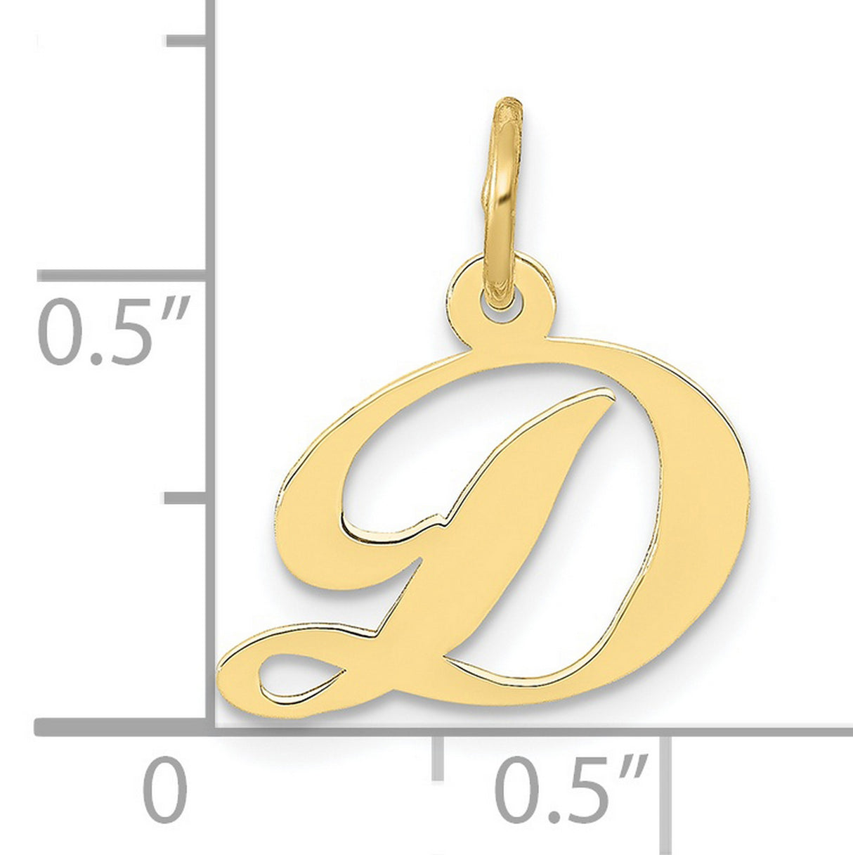 10k Yellow Gold Script Initial D Pendant Charm, Personalized Alphabet Letter Jewelry for Women