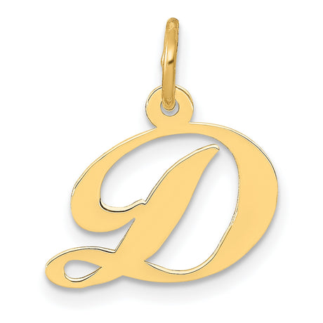 10k Yellow Gold Script Initial D Pendant Charm, Personalized Alphabet Letter Jewelry for Women