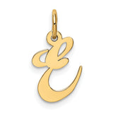 Small Fancy Script Initial E Charm Pendant in Real 10k Yellow Gold