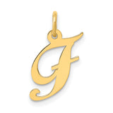 10k Yellow Gold Script Letter J Pendant, Polished Alphabet Charm for Women