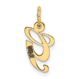 10k Yellow Gold Initial Pendant Charm, Script Letter G, Polished Monogram Jewelry for Women