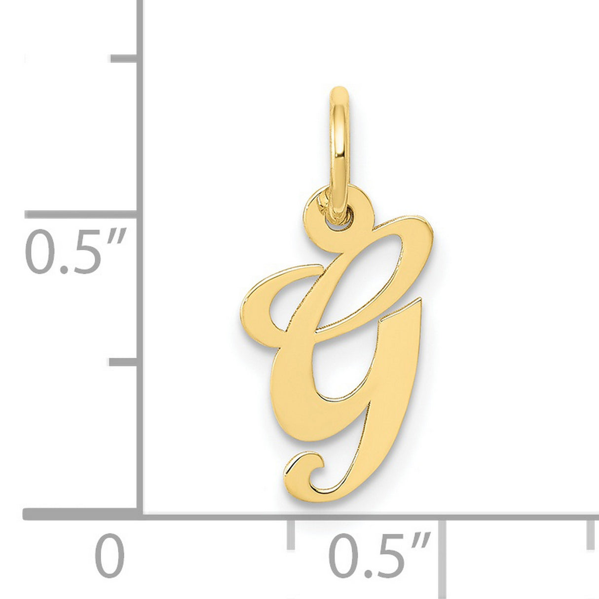 10k Yellow Gold Initial Pendant Charm, Script Letter G, Polished Monogram Jewelry for Women