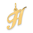 10k Yellow Gold Script H Pendant, Polished Cursive Letter Charm for Women