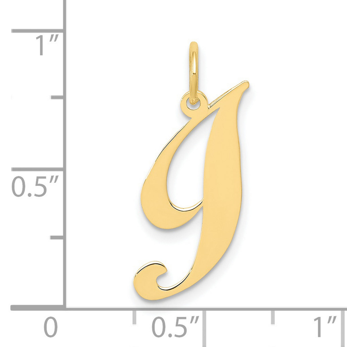 10k Yellow Gold Initial J Pendant, Script Letter Charm with Polished Finish for Women