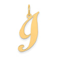 10k Yellow Gold Initial J Pendant, Script Letter Charm with Polished Finish for Women