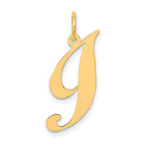 10k Yellow Gold Initial J Pendant, Script Letter Charm with Polished Finish for Women