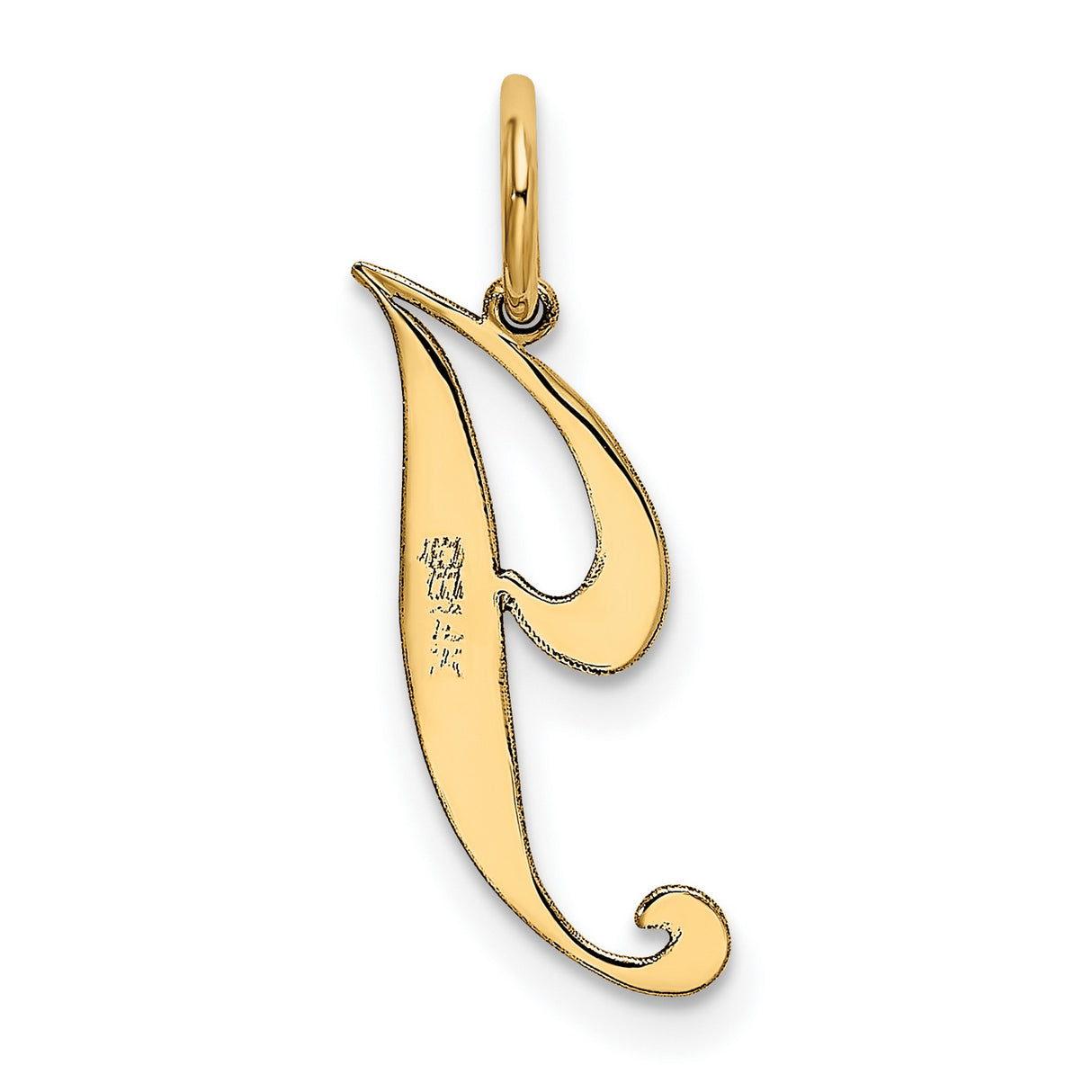 10k Yellow Gold Script J Pendant, Polished Initial Letter Charm for Women