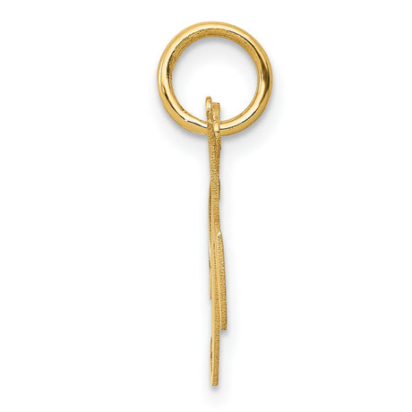 10k Yellow Gold Letter K Pendant, Script Initial Charm with Polished Finish for Women