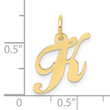 10k Yellow Gold Letter K Pendant, Script Initial Charm with Polished Finish for Women
