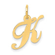 10k Yellow Gold Letter K Pendant, Script Initial Charm with Polished Finish for Women