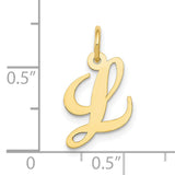 10k Yellow Gold Script Initial L Pendant, Cursive Letter Charm with Polished Finish