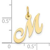 10k Yellow Gold Initial M Pendant Charm, Polished Script Letter Design, Unisex Jewelry