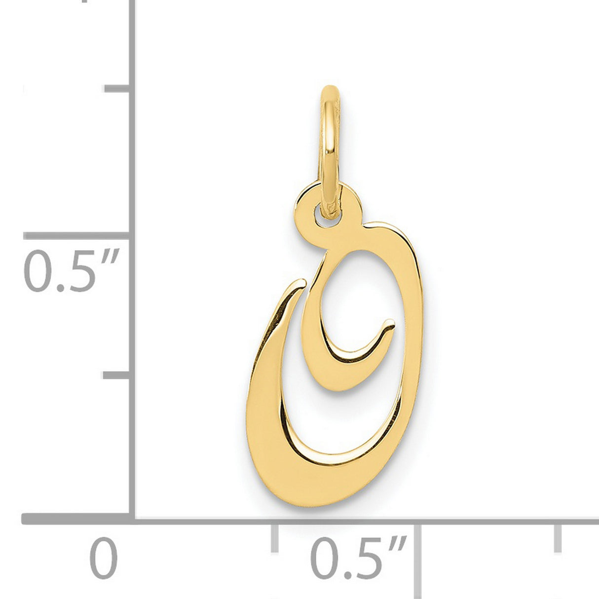 10k Yellow Gold Script Letter G Pendant, Polished Cursive Initial Charm for Women
