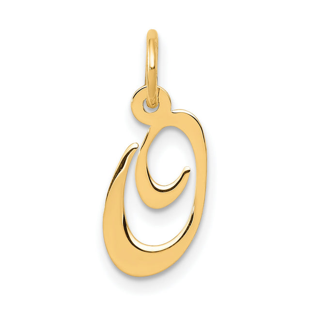 10k Yellow Gold Script Letter G Pendant, Polished Cursive Initial Charm for Women