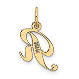 Small Fancy Script Initial R Charm Pendant in Real 10k Yellow Gold