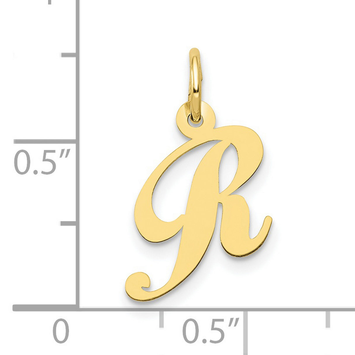 Small Fancy Script Initial R Charm Pendant in Real 10k Yellow Gold