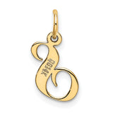 10k Yellow Gold Script Initial S Pendant, Polished Cursive Letter Charm for Women