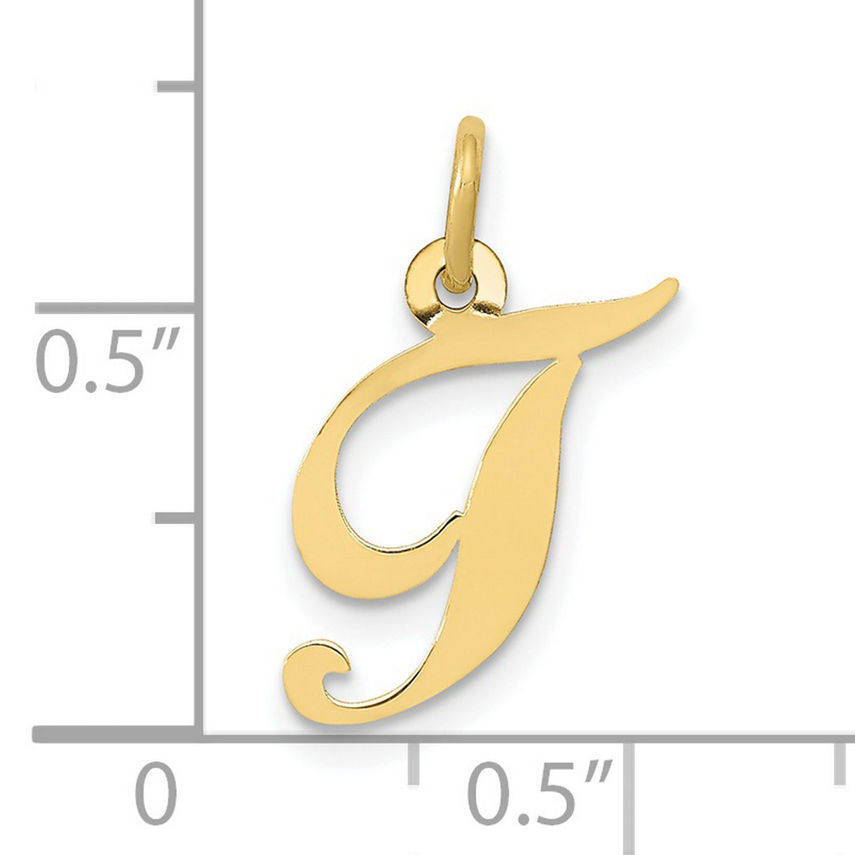 10k Yellow Gold J Initial Pendant, Script Letter Charm, Polished Monogram Jewelry