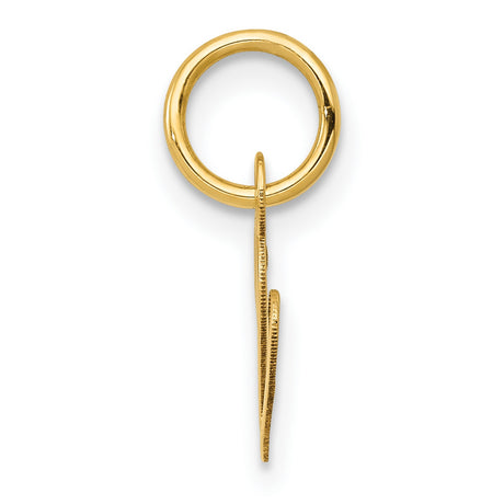 10k Yellow Gold Script Initial W Pendant Charm, Cursive Letter Monogram Jewelry